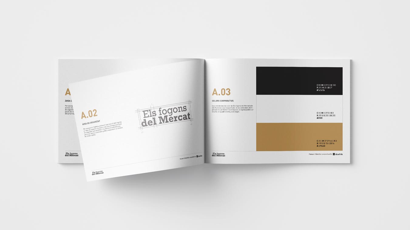 5 v diseno grafico branding identidad corporativa logotipo els fogons mercat