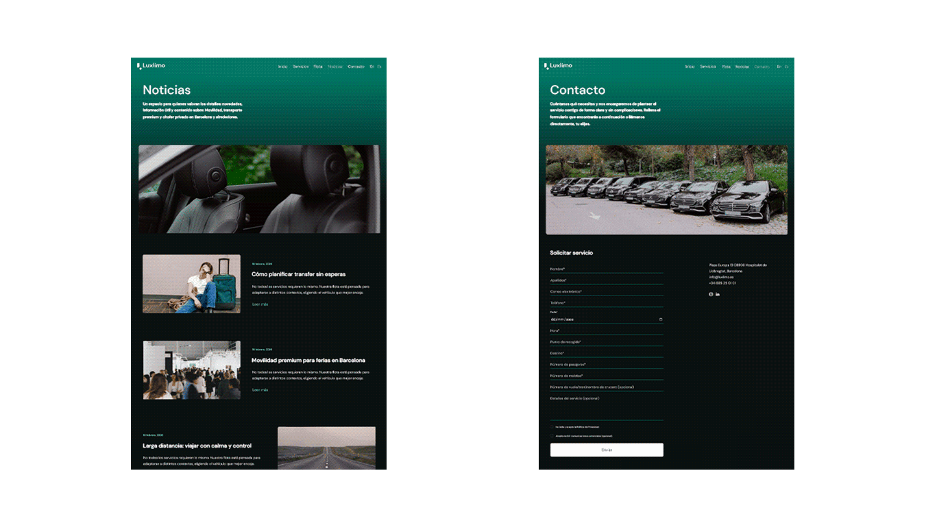 diseno desarrollo web branding luxlimo chauffeurs services w 7