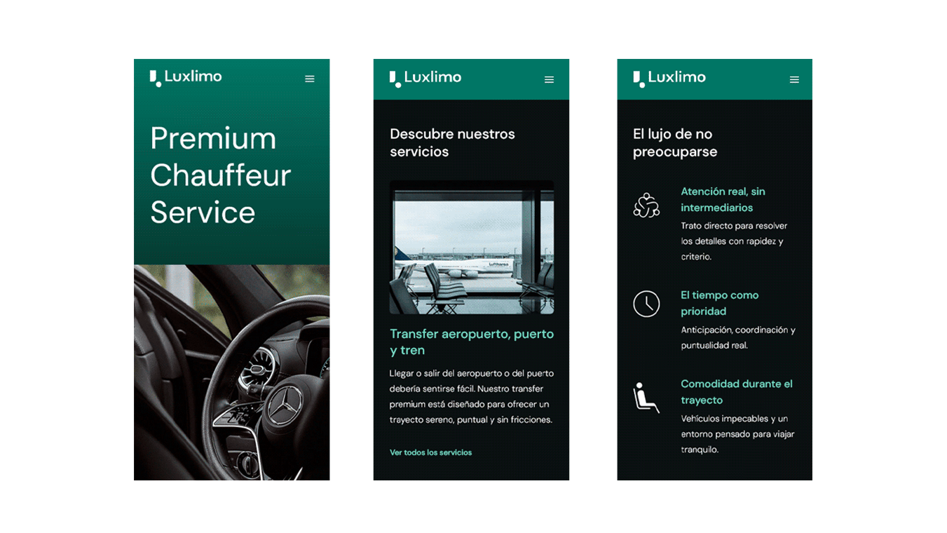 diseno desarrollo web branding luxlimo chauffeurs services w 8