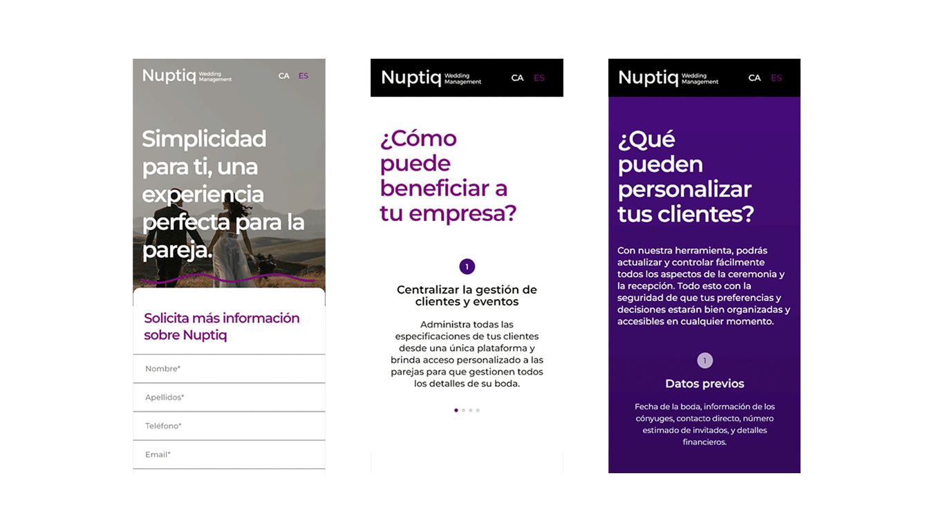 diseno desarrollo web branding software gestion nuptiq wedding management6